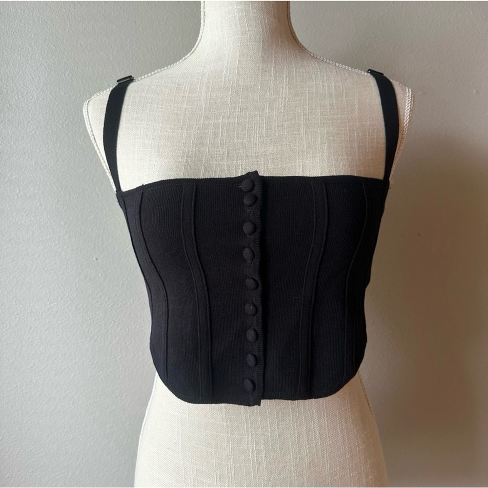 LE LIS Black Buttoned Bustier Top